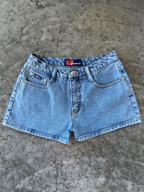 Vintage 90s U Jeans Denim Shorts Tag 7/8 Fits 27-28 Medium Wash Mid Rise